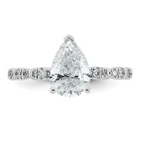 14K White Gold 1.88ct Certified Pear Center Lab Grown Diamond VS+ F+ Comp Ring view 4