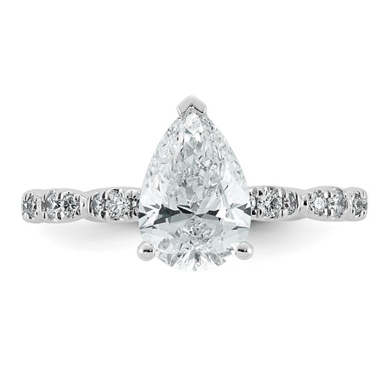 14kw 1 7/8ct Certified Pear Center Lab Grown Diamond VS+ F+ Comp Ring