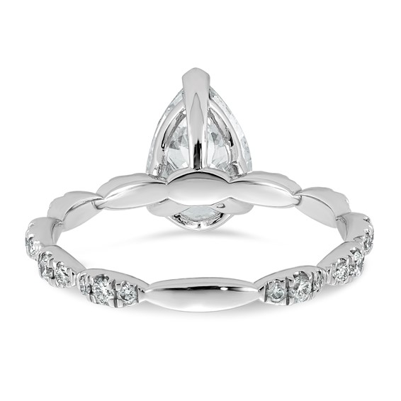 14kw 1 7/8ct Certified Pear Center Lab Grown Diamond VS+ F+ Comp Ring