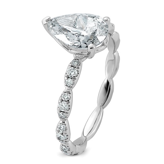 14kw 1 7/8ct Certified Pear Center Lab Grown Diamond VS+ F+ Comp Ring
