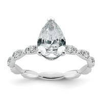 14K White Gold 1.88ct Certified Pear Center Lab Grown Diamond VS+ F+ Comp Ring view 1