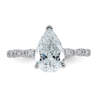 14K White Gold 2.33ct Certified Pear Center Lab Grown Diamond VS+ F+ Comp Ring view 4