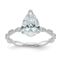14K White Gold 2.33ct Certified Pear Center Lab Grown Diamond VS+ F+ Comp Ring view 1