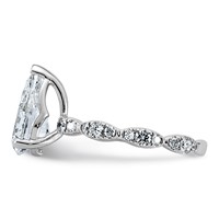 14K White Gold 3ct Certified Pear Center Lab Grown Diamond VS+ F+ Comp Ring view 3