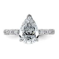 14K White Gold 3ct Certified Pear Center Lab Grown Diamond VS+ F+ Comp Ring view 4