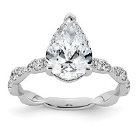 14K White Gold 3ct Certified Pear Center Lab Grown Diamond VS+ F+ Comp Ring view 1