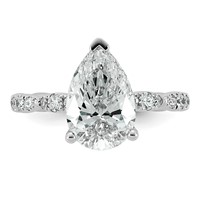 14K White Gold 3.50ct Certified Pear Center Lab Grown Diamond VS+ F+ Comp Ring view 4