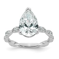 14K White Gold 3.50ct Certified Pear Center Lab Grown Diamond VS+ F+ Comp Ring view 1