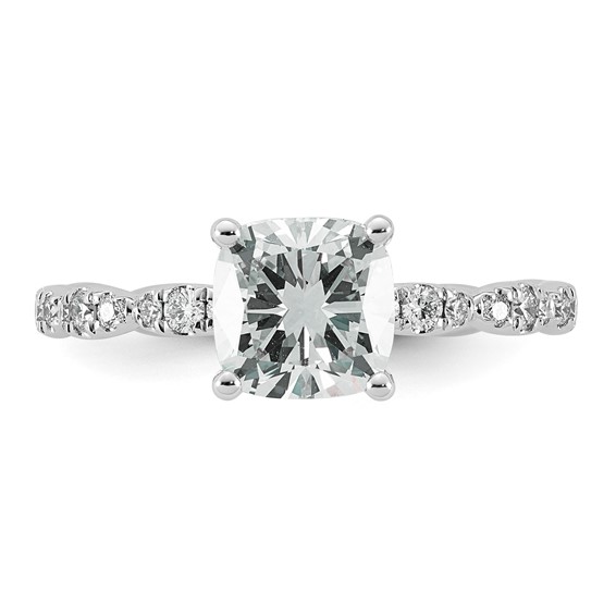 14kw 1 7/8ct Certified Cushion Center Lab Grown Diamond VS+ F+ Comp Ring
