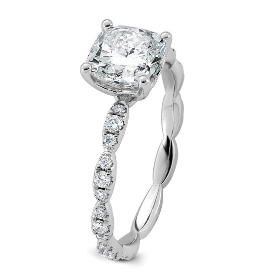 14kw 1 7/8ct Certified Cushion Center Lab Grown Diamond VS+ F+ Comp Ring