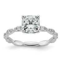 14K White Gold 1.88ct Certified Cushion Center Lab Grown Diamond VS+ F+ Comp Ring view 1