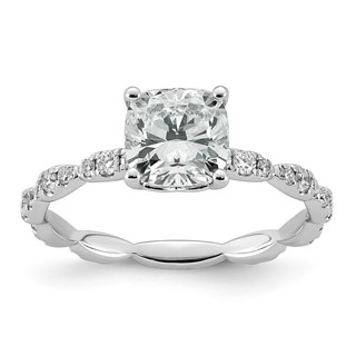 14kw 1 7/8ct Certified Cushion Center Lab Grown Diamond VS+ F+ Comp Ring