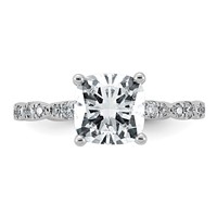 14K White Gold 2.33ct Certified Cushion Center Lab Grown Diamond VS+ F+ Comp Ring view 4