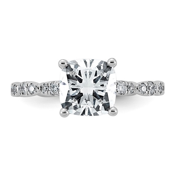 14kw 2 1/3ct Certified Cushion Center Lab Grown Diamond VS+ F+ Comp Ring