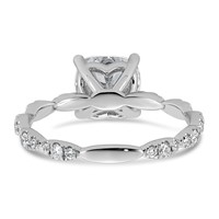 14K White Gold 2.33ct Certified Cushion Center Lab Grown Diamond VS+ F+ Comp Ring view 5