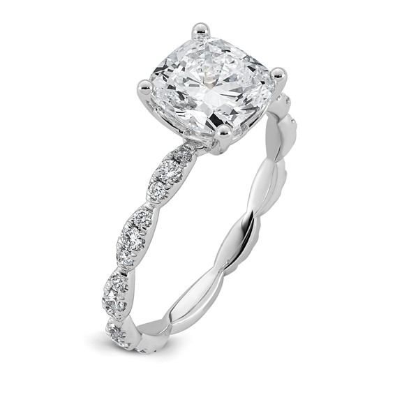 14kw 2 1/3ct Certified Cushion Center Lab Grown Diamond VS+ F+ Comp Ring