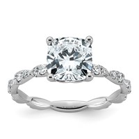 14K White Gold 2.33ct Certified Cushion Center Lab Grown Diamond VS+ F+ Comp Ring view 1