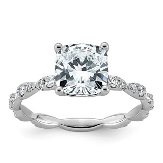 14kw 2 1/3ct Certified Cushion Center Lab Grown Diamond VS+ F+ Comp Ring
