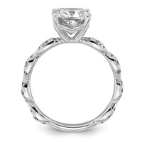 14K White Gold 3ct Certified Cushion Center Lab Grown Diamond VS+ F+ Comp Ring view 2