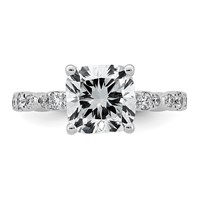 14K White Gold 3ct Certified Cushion Center Lab Grown Diamond VS+ F+ Comp Ring view 4