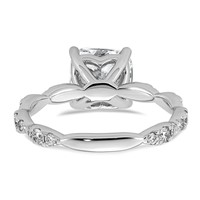 14K White Gold 3ct Certified Cushion Center Lab Grown Diamond VS+ F+ Comp Ring view 5