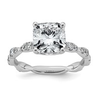 14K White Gold 3ct Certified Cushion Center Lab Grown Diamond VS+ F+ Comp Ring view 1