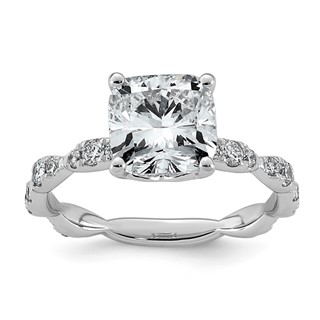 14kw 3ct Certified Cushion Center Lab Grown Diamond VS+ F+ Comp Ring