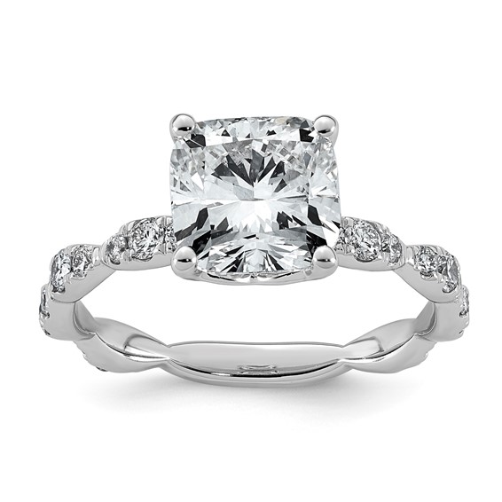 14kw 3ct Certified Cushion Center Lab Grown Diamond VS+ F+ Comp Ring