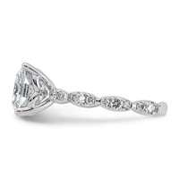14K White Gold 3.50ct Certified Cushion Center Lab Grown Diamond VS+ F+ Comp Ring view 3