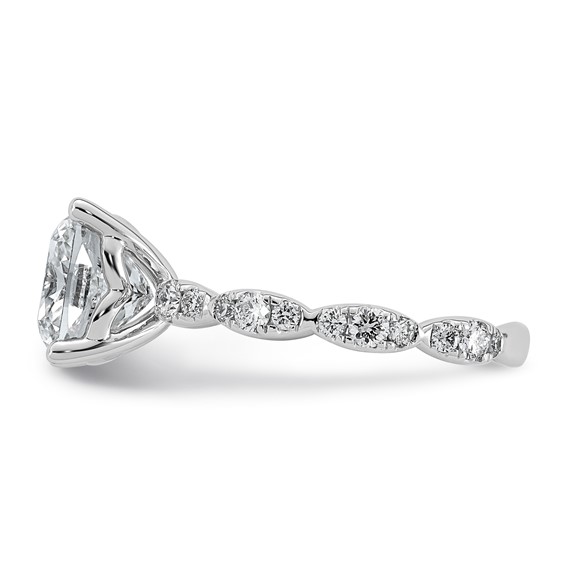 14kw 3 1/2ct Certified Cushion Center Lab Grown Diamond VS+ F+ Comp Ring