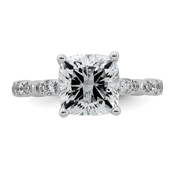 14kw 3 1/2ct Certified Cushion Center Lab Grown Diamond VS+ F+ Comp Ring