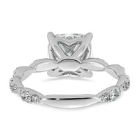 14K White Gold 3.50ct Certified Cushion Center Lab Grown Diamond VS+ F+ Comp Ring view 5