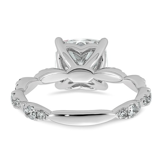 14kw 3 1/2ct Certified Cushion Center Lab Grown Diamond VS+ F+ Comp Ring