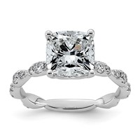 14K White Gold 3.50ct Certified Cushion Center Lab Grown Diamond VS+ F+ Comp Ring view 1