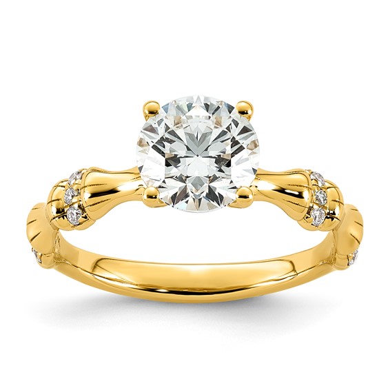 14ky 1 5/8ct Certified Round Center Lab Grown Diamond VS+ F+ Comp Ring