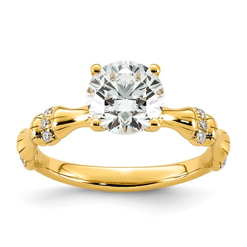 14K Yellow Gold 1.62ct Certified Round Center Lab Grown Diamond VS+ F+ Comp Ring