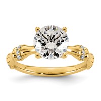 14K Yellow Gold 2ct Certified Round Center Lab Grown Diamond VS+ F+ Comp Ring view 1