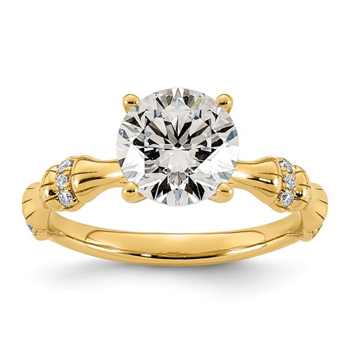 14K Yellow Gold 2ct Certified Round Center Lab Grown Diamond VS+ F+ Comp Ring