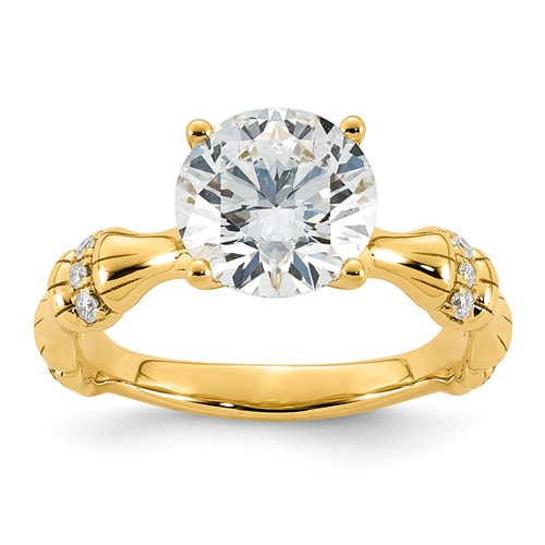 14K Yellow Gold 2.62ct Certified Round Center Lab Grown Diamond VS+ F+ Comp Ring