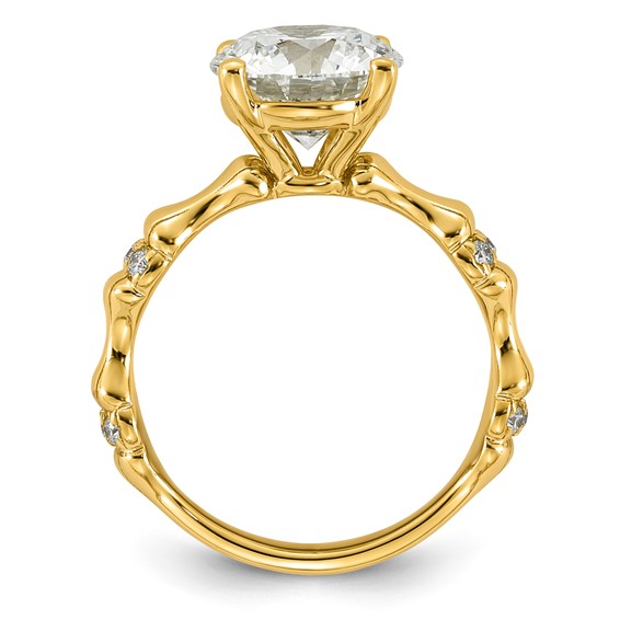 14ky 3 1/8ct Certified Round Center Lab Grown Diamond VS+ F+ Comp Ring