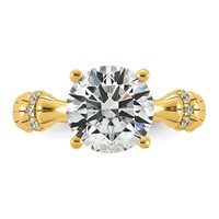 14K Yellow Gold 3.12ct Certified Round Center Lab Grown Diamond VS+ F+ Comp Ring view 4