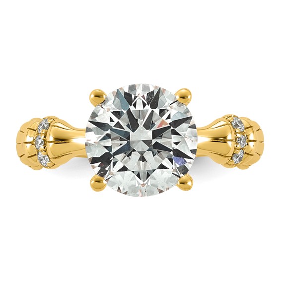 14ky 3 1/8ct Certified Round Center Lab Grown Diamond VS+ F+ Comp Ring