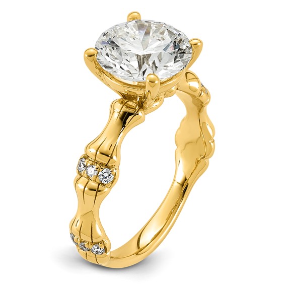 14ky 3 1/8ct Certified Round Center Lab Grown Diamond VS+ F+ Comp Ring