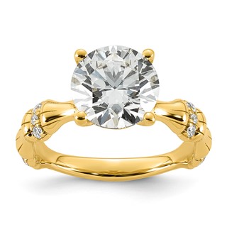 14ky 3 1/8ct Certified Round Center Lab Grown Diamond VS+ F+ Comp Ring