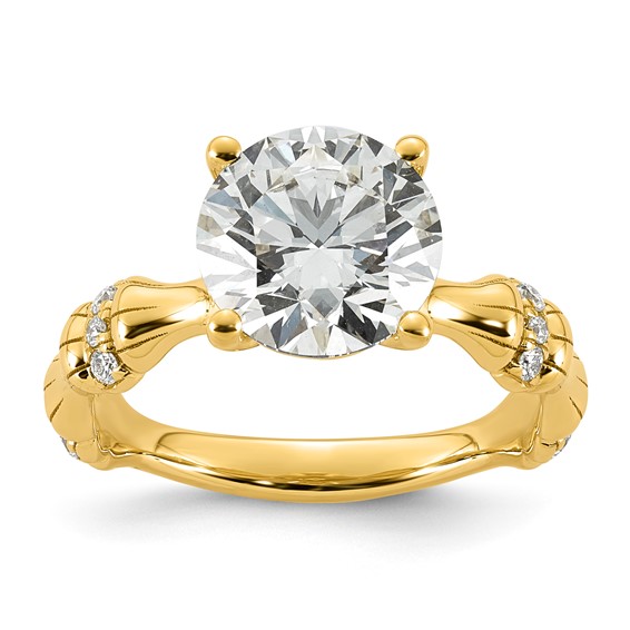 14ky 3 1/8ct Certified Round Center Lab Grown Diamond VS+ F+ Comp Ring