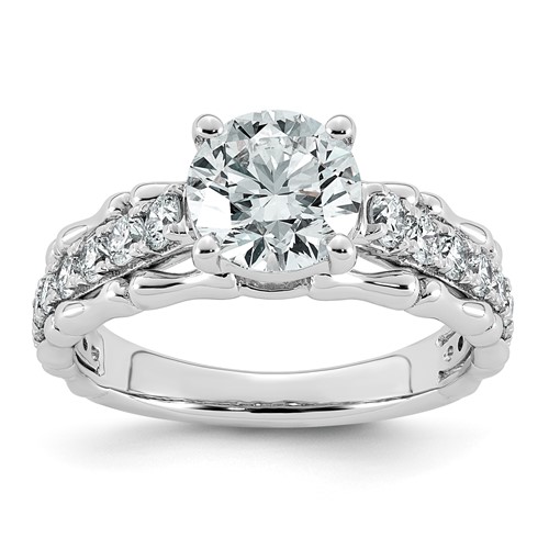 14K White Gold 2ct Certified Round Center Lab Grown Diamond VS+ F+ Comp Ring