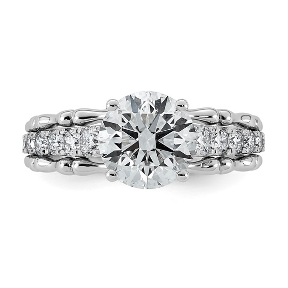 14kw 2 1/2ct Certified Round Center Lab Grown Diamond VS+ F+ Comp Ring