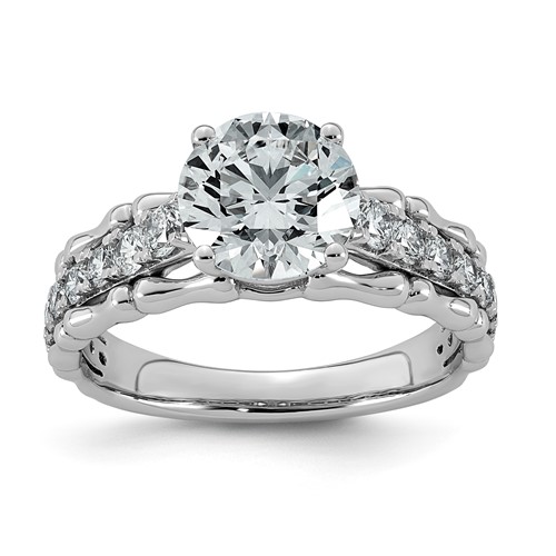 14K White Gold 2.50ct Certified Round Center Lab Grown Diamond VS+ F+ Comp Ring