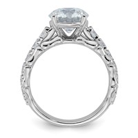 14K White Gold 3.38ct Cert Round Center Lab Grown Diamond VS+ F+ Comp Ring view 2
