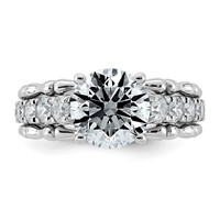 14K White Gold 3.38ct Cert Round Center Lab Grown Diamond VS+ F+ Comp Ring view 5